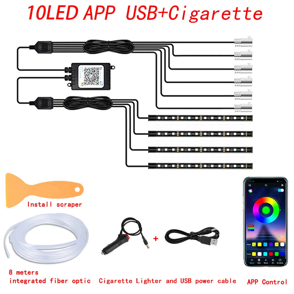 LED Car Interior Ambient Strip Lights