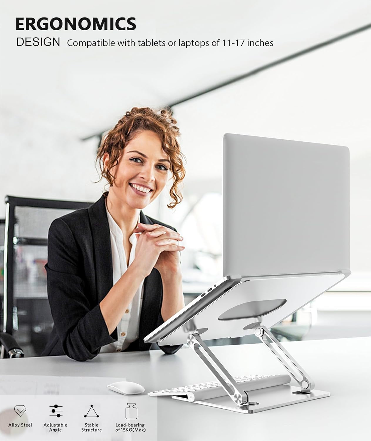 Laptop Stand, Adjustable Multi-Angle Laptop Holder, Compatible for Laptops up to 17 Inches