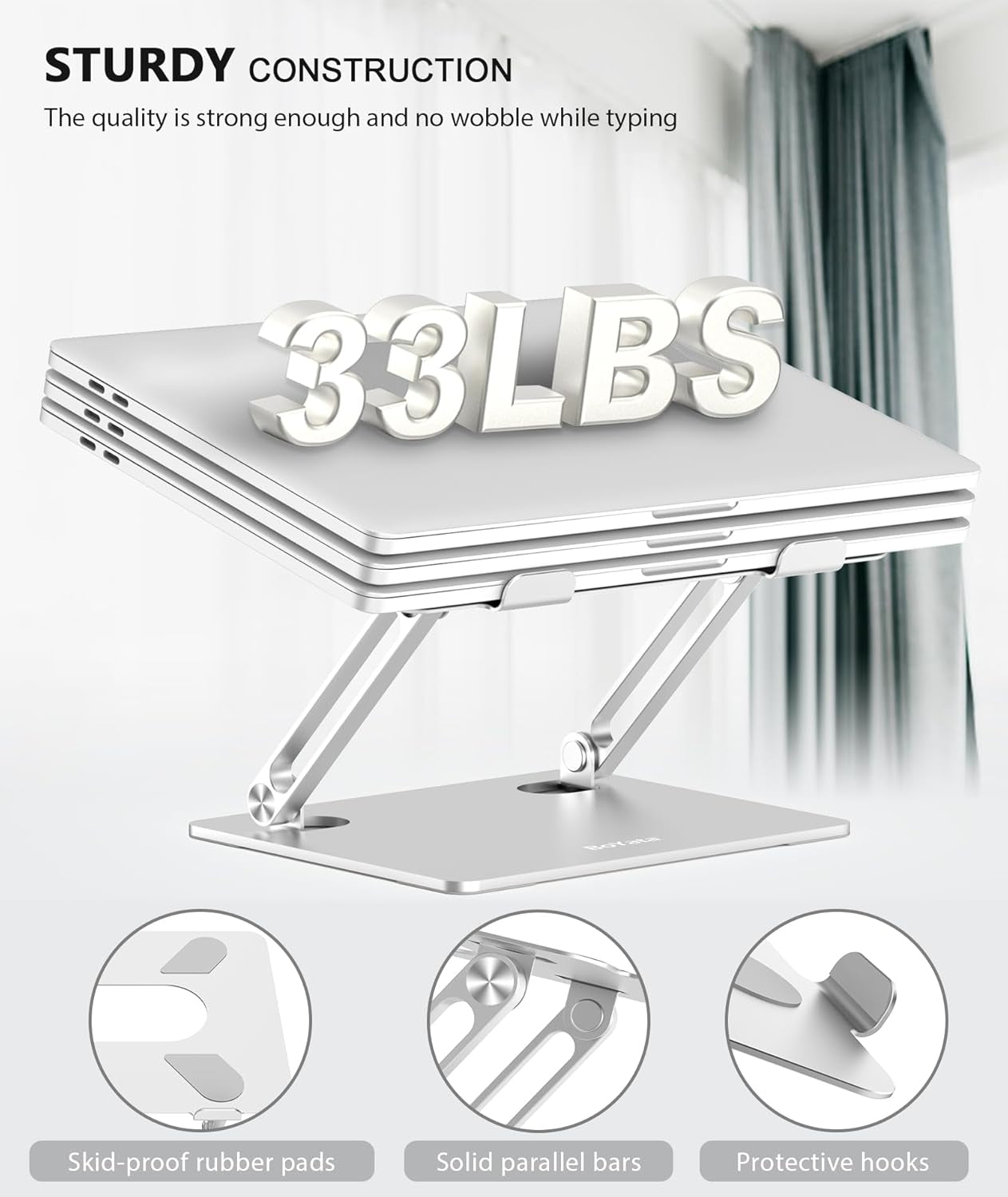 Laptop Stand, Adjustable Multi-Angle Laptop Holder, Compatible for Laptops up to 17 Inches