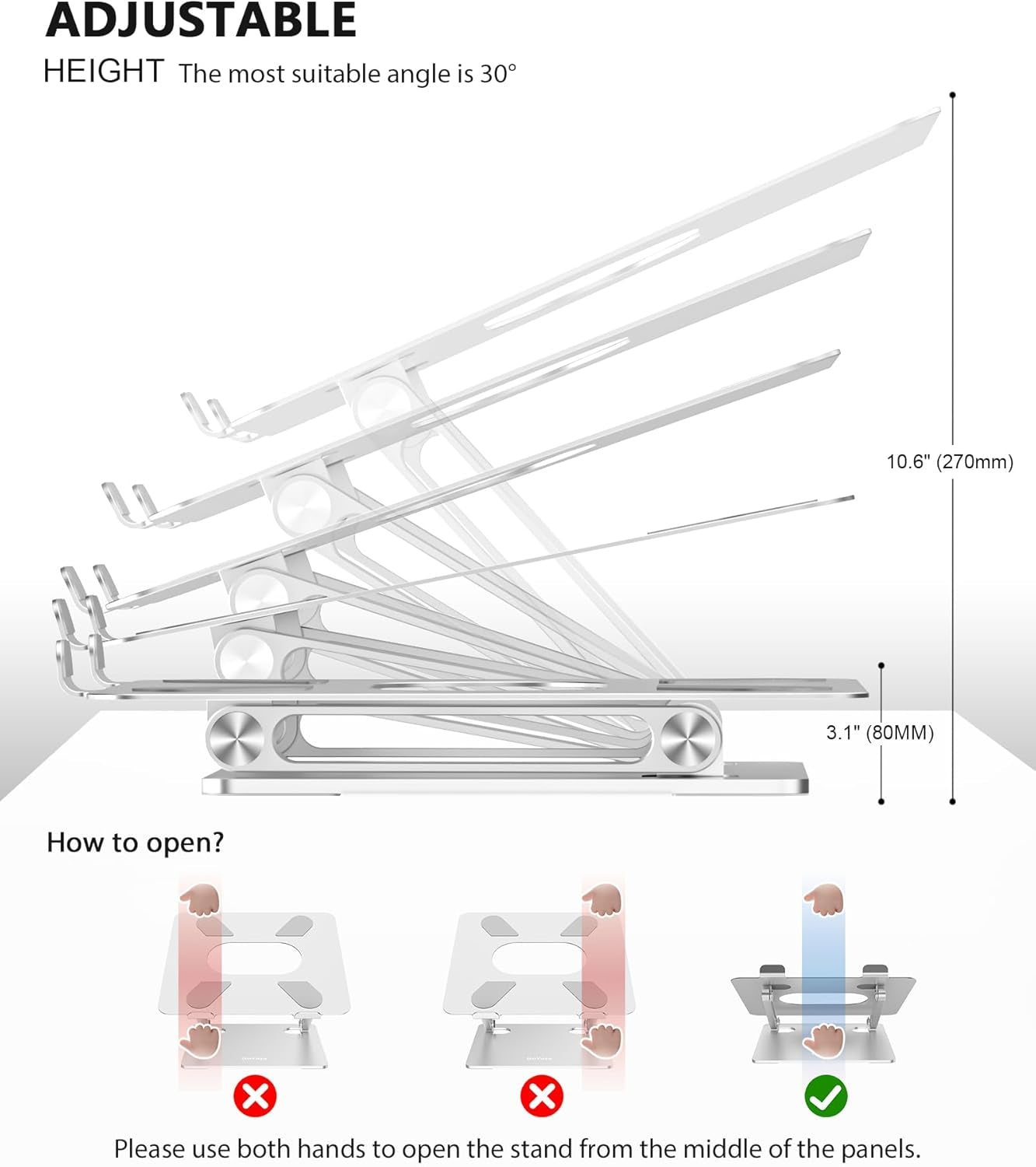 Laptop Stand, Adjustable Multi-Angle Laptop Holder, Compatible for Laptops up to 17 Inches